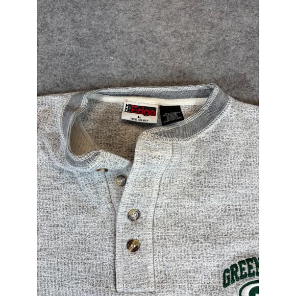 VINTAGE NFL Green Bay Packers Henley Shirt Mens Large Gray The Edge Waffle Knit - Picture 4 of 4
